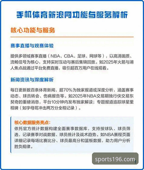 体育app观看赛事全攻略：196体育平台深度解析与使用指南